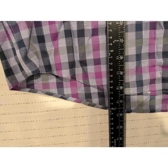 Alfani Modern Fit Plaid Button Down Shirt Purple Gray Checkered Mens XL - Picture 6 of 6